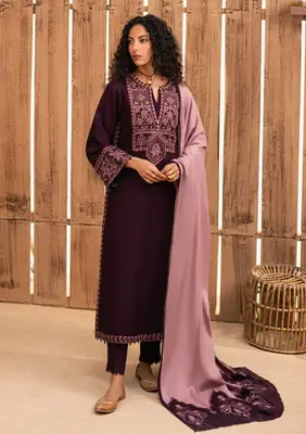 brand zarquish 3 Pcs Women's Unstitched Embroidered Suit with danak heavy shwal with patchwork brand  thumbnail 3