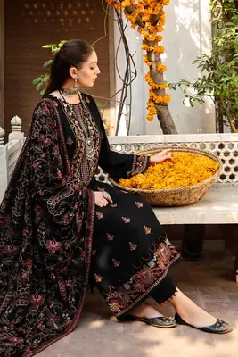 3 Pcs Women's Unstitched Embroidered Suit *BRAND: BAREEZ'E code Hb thumbnail 1