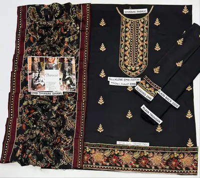 3 Pcs Women's Unstitched Embroidered Suit *BRAND: BAREEZ'E code Hb thumbnail 5