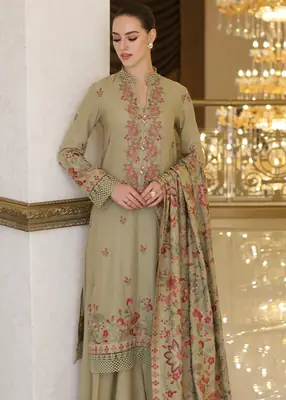 3 Pcs Women's Unstitched Embroidered Suit *BRAND: BAREEZ'E code hb
