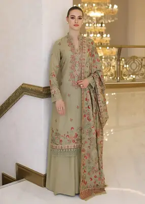 3 Pcs Women's Unstitched Embroidered Suit *BRAND: BAREEZ'E code hb thumbnail 4