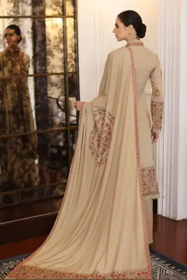 3 Pcs Women's Unstitched Embroidered Suit *BRAND: BAREEZ'E code hb thumbnail 5