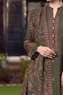 3 Pcs Women's Unstitched Embroidered Suit *BRAND: BAREEZ'E code hb