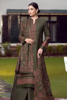 3 Pcs Women's Unstitched Embroidered Suit *BRAND: BAREEZ'E code hb thumbnail 2