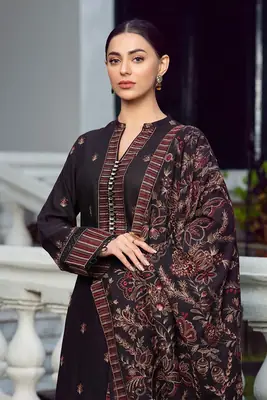 3 Pcs Women's Unstitched Embroidered Suit *BRAND: BAREEZ'E code hb