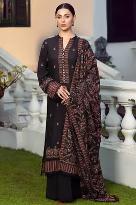 3 Pcs Women's Unstitched Embroidered Suit *BRAND: BAREEZ'E code hb thumbnail 2