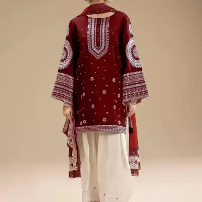 3 Pcs Women's Unstitched Embroidered Suit thumbnail 2