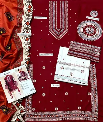 3 Pcs Women's Unstitched Embroidered Suit thumbnail 3