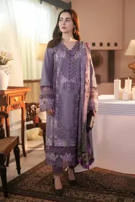 3 Pcs Women's Unstitched Embroidered Suit
