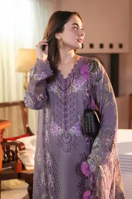 3 Pcs Women's Unstitched Embroidered Suit thumbnail 2