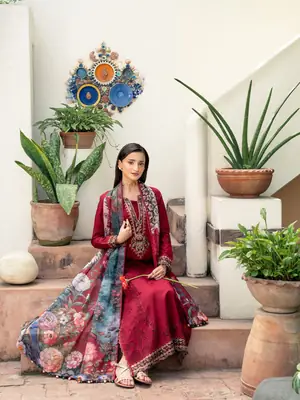 3 Pcs Women's Unstitched Embroidered Suit