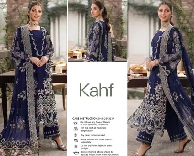 3 Pcs Women's Unstitched Embroidered Suit(HB)