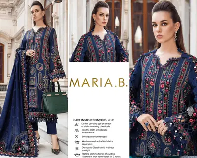 3 Pcs Women's Unstitched Embroidered Suit(HB)