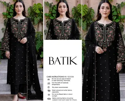 3 Pcs Women's Unstitched Embroidered Suit(HB)