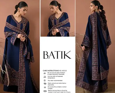 3 Pcs Women's Unstitched Embroidered Suit(HB)