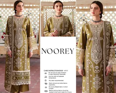 3 Pcs Women's Unstitched Embroidered Suit(HB)