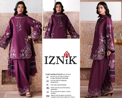 3 Pcs Women's Unstitched Embroidered Suit(HB)