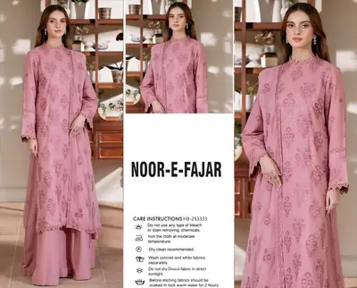 3 Pcs Women's Unstitched Embroidered Suit(HB)