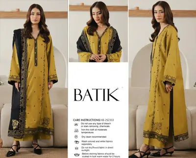 3 Pcs Women's Unstitched Embroidered Suit(HB)