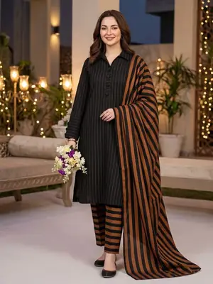 3 Pcs Women's Unstitched Printed Suit(bf)