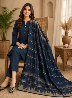 3 Pcs Women's Unstitched Plain Suit(bf)