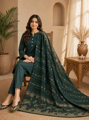 3 Pcs Women's Unstitched Plain Suit(bf)