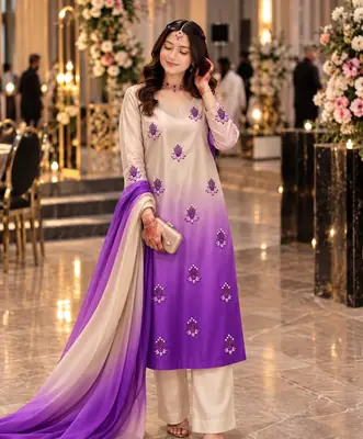 3 Pcs Women's Unstitched Hand Embroidered Suit(skf)