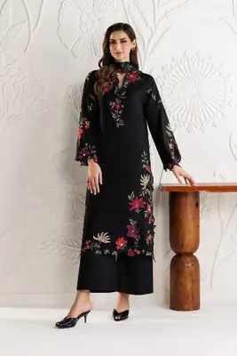 3 Pcs Women's Unstitched Embroidered Suit(f&f)