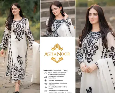 3 Pcs Women's Unstitched Embroidered Suit(hb)