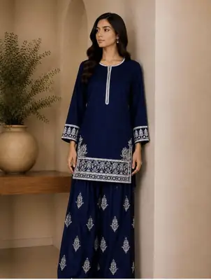 2 Pcs Women's Unstitched Embroidered Suit BRAND NAME : RUNGREZ*_
