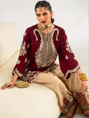 shmrooz silk pakistani high demand all seasone 2 Pcs Women's Unstitched Embroidered Suit