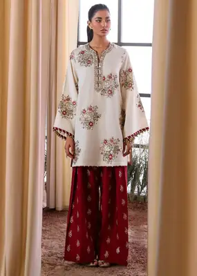2 Pcs Women's Unstitched Embroidered Suit