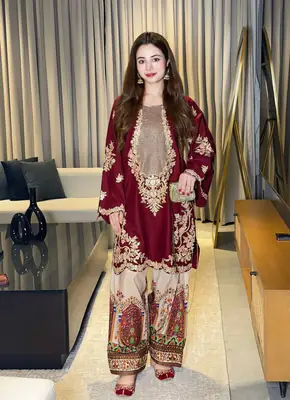 2 Pcs Women's Unstitched Embroidered Suit(HB)