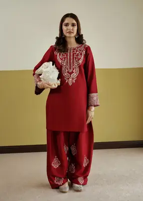 2 Pcs Women's Unstitched Embroidered Suit(AW)