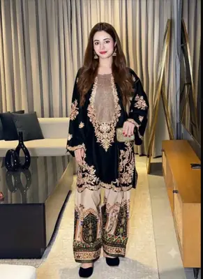 2 Pcs Women's Unstitched Embroidered Suit(AW)