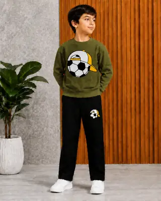 2 Pcs Boy's Cotton Fleece Printed Tracksuit