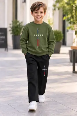 2 Pcs Boy's Cotton Fleece Printed Tracksuit