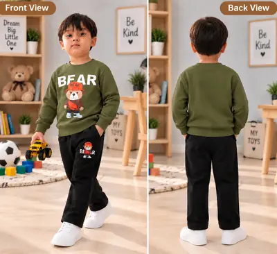 2 Pcs Boy's Cotton Printed Tracksuit