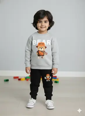 2 Pcs Boy's Fleece Printed Tracksuit