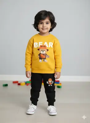 2 Pcs Boy's Fleece Printed Tracksuit