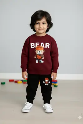 2 Pcs Boy's Fleece Printed Tracksuit