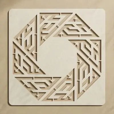 Casvena Muhammad Round Kufic Stencil - Wall & Canvas