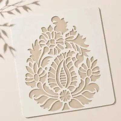 Casvena Pear Paisley Damask Stencil - Wall & Canvas
