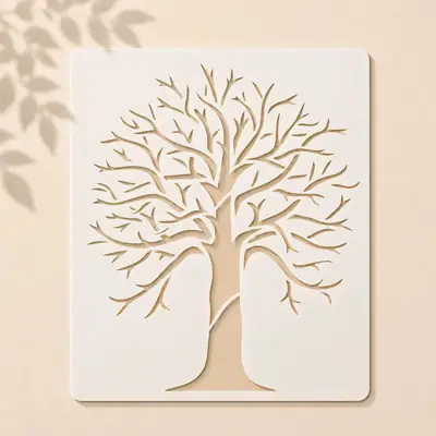 Casvena Autumn Tree Reusable Stencil for Wall & Canvas 