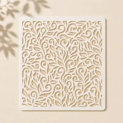 Casvena Messy Floral Reusable Stencil for Wall 