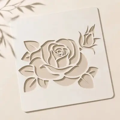 Casvena Single Flower Reusable Stencil for Wall 