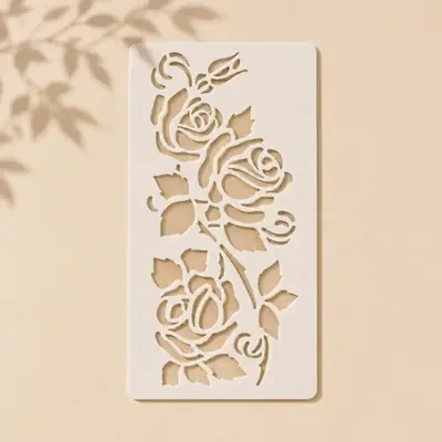 Casvena Gorgeous Roses Reusable Stencil for Wall