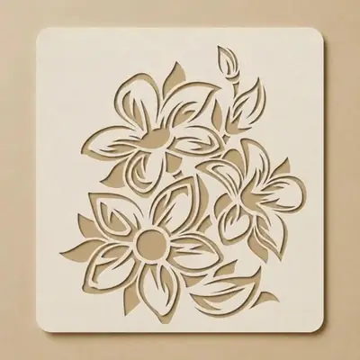Casvena Floral Reusable Stencil for Wall & Canvas Painting