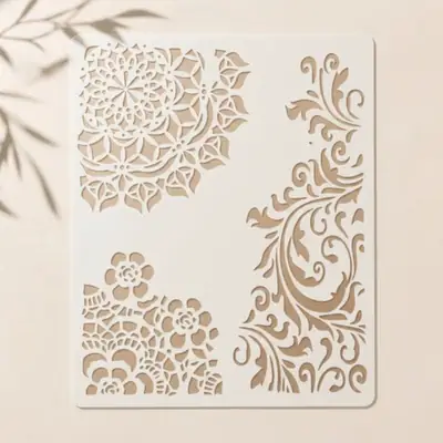 Casvena Floral Vine Corner Reusable Stencil for Wall