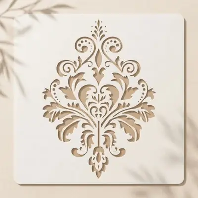 Casvena Damask Motif Reusable Stencil for Wall & Canvas